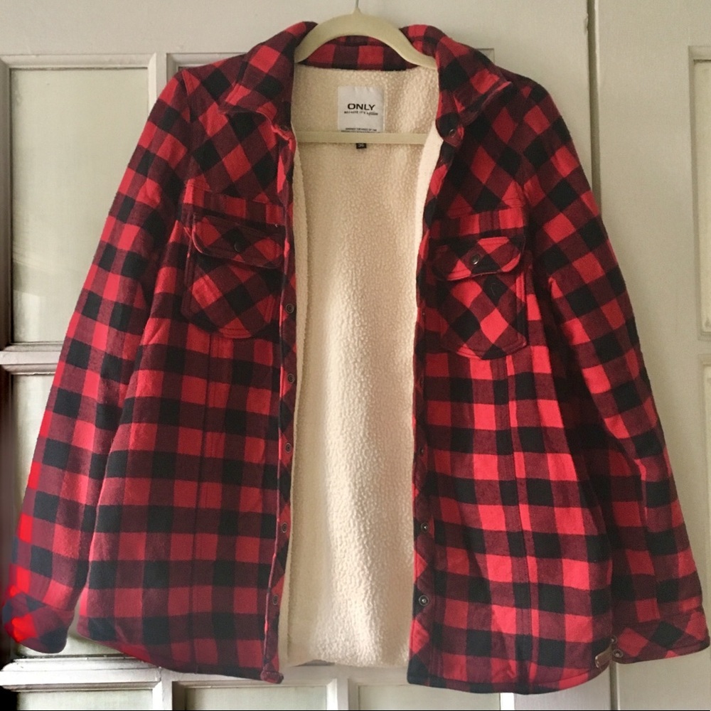 Hunter plaid Sherpa style jacket